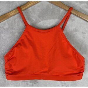 Athleta Macrame High Neck Bikini Top Size Small Women's Swim Red/Orange